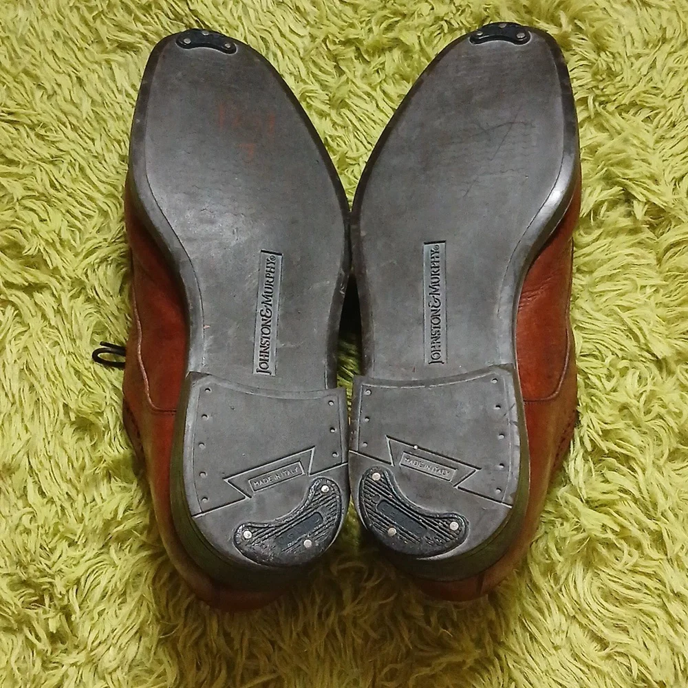 Johnston & Murphy men’s‎ brown leather oxford formal dress shoes | size 9.5